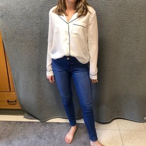 White button down blouse